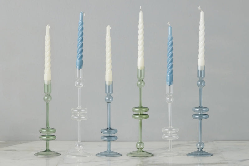 Etú HOME | Clear Glass Large Pair Candlestick