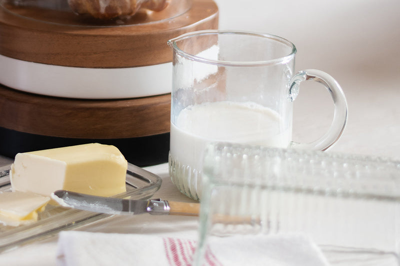 Etú Home | Bistro Mini Jug, a vintage-inspired glass pitcher with pour spout, ideal for serving milk or cream, embodying classic sophistication at Athens Cooks.