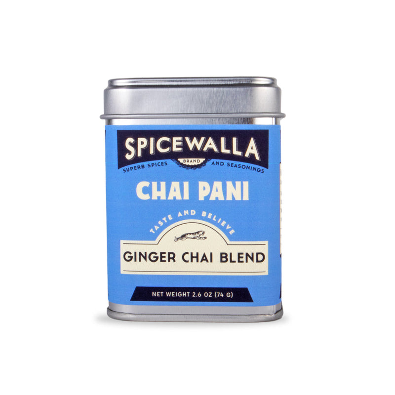 Spicewalla | Chai Pani Ginger Chai tin, 2.6 oz, featuring a comforting blend of black tea, ginger, and cardamom, perfect for warm, soothing beverages.