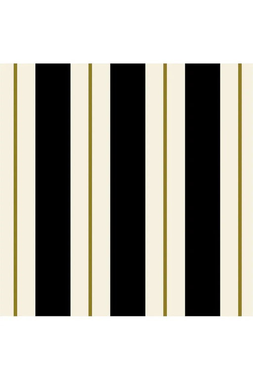 Hester & Cook Gold Celebration Collection's Black & Gold Awning Stripe Cocktail Napkins, featuring luxury foil accents for elegant festive occasions.