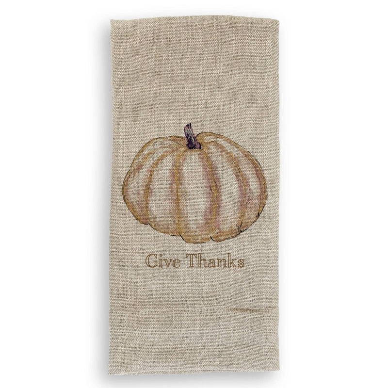 White guest towel featuring a gold pumpkin embroidery, adding elegance and utility. Part of Athens Cooks' curated collection of high-quality linens.