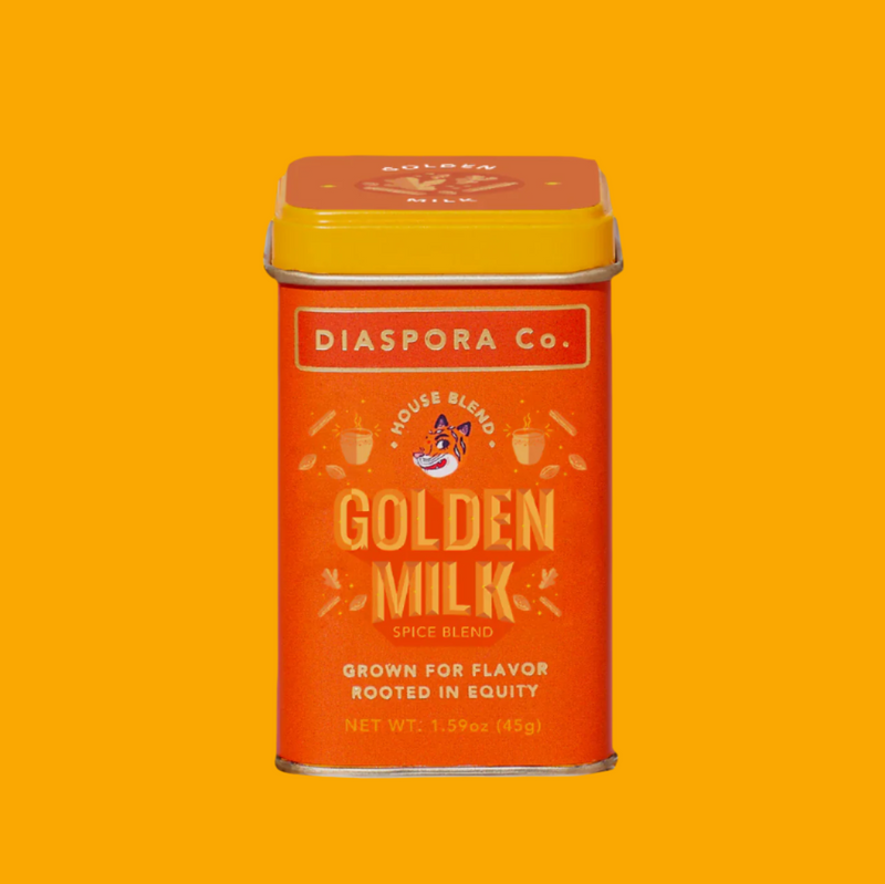 Diaspora Co. | Haldi Doodh (Golden Milk) Masala - Small tin, showcasing traditional South Asian spice blend for making healthful golden milk.