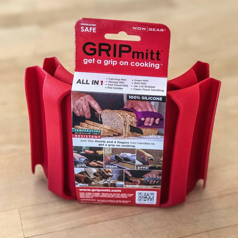 WOW GEAR | Gripmitt - Green, innovative silicone mitt for safe, hygienic handling of hot, cold foods in kitchen or grill, versatile for carving, slicing, gripping.
