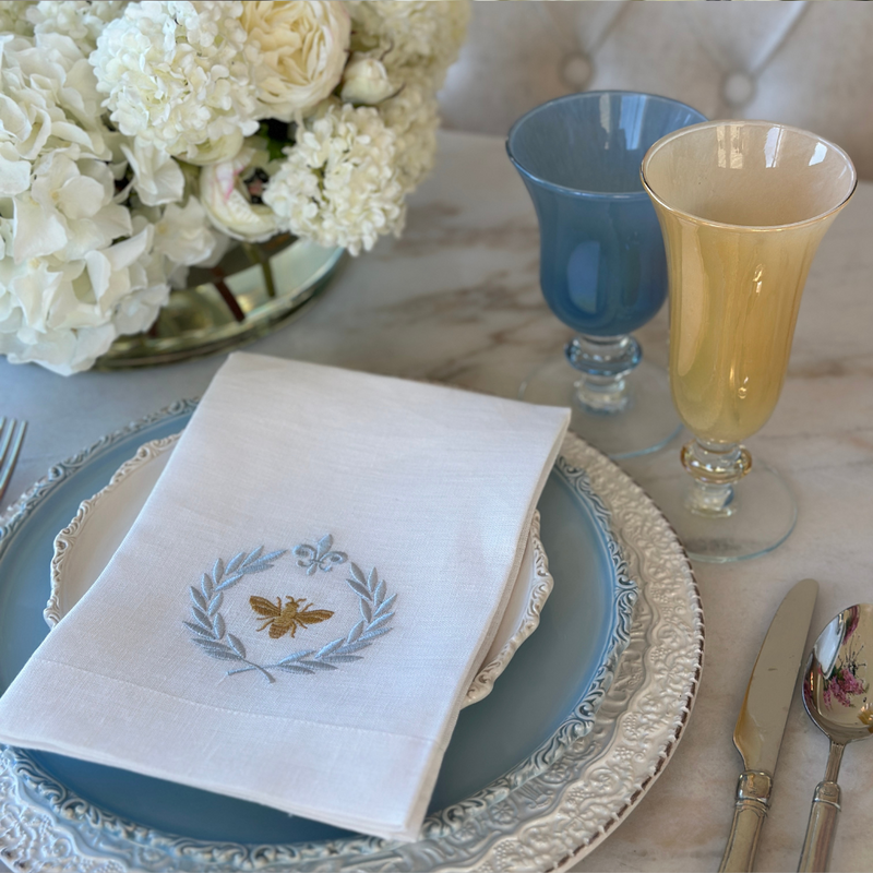 Arte Italica & Crown Linen Designs | Rialto Flute - Adriatic Blue