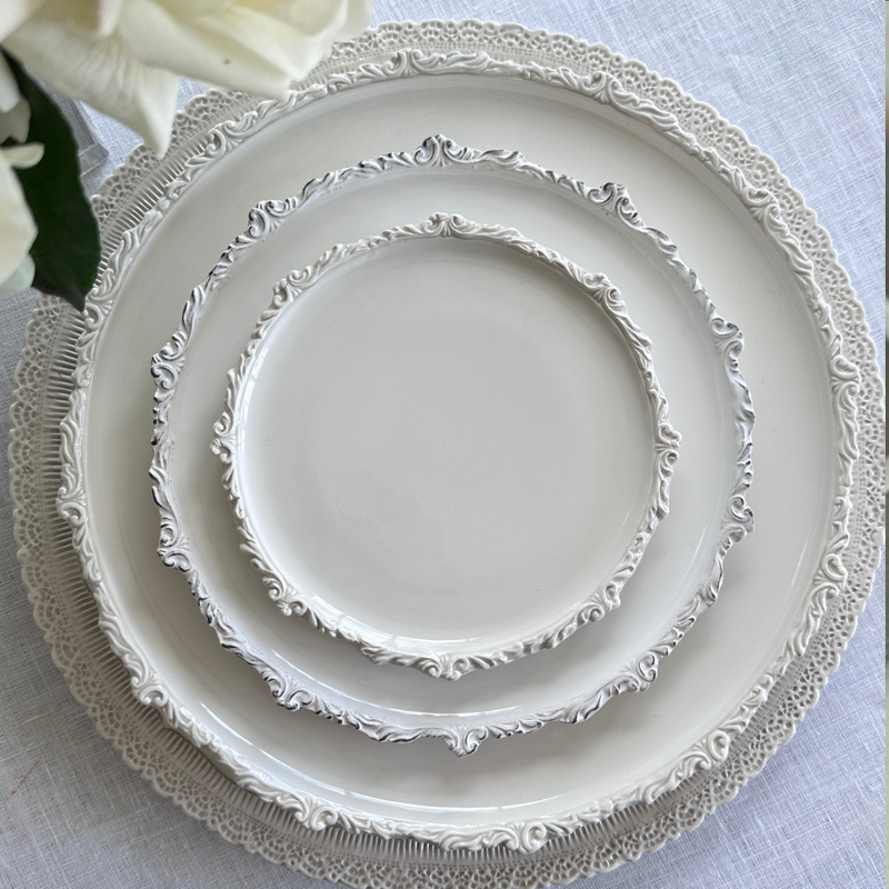 Arte Italica & Crown Linen Designs | Imperial Salad & Dessert Plate, Light Blue