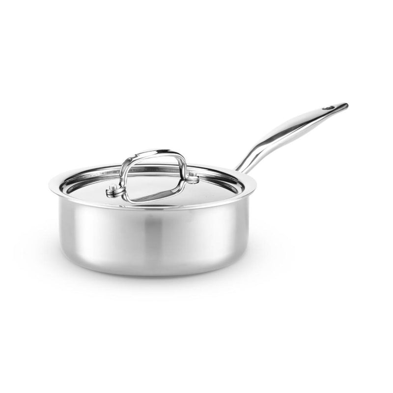 Heritage Steel 3 Quart Saucepan with Lid, ideal for precise cooking and even heating, perfect for sauces, grains, and vegetables.