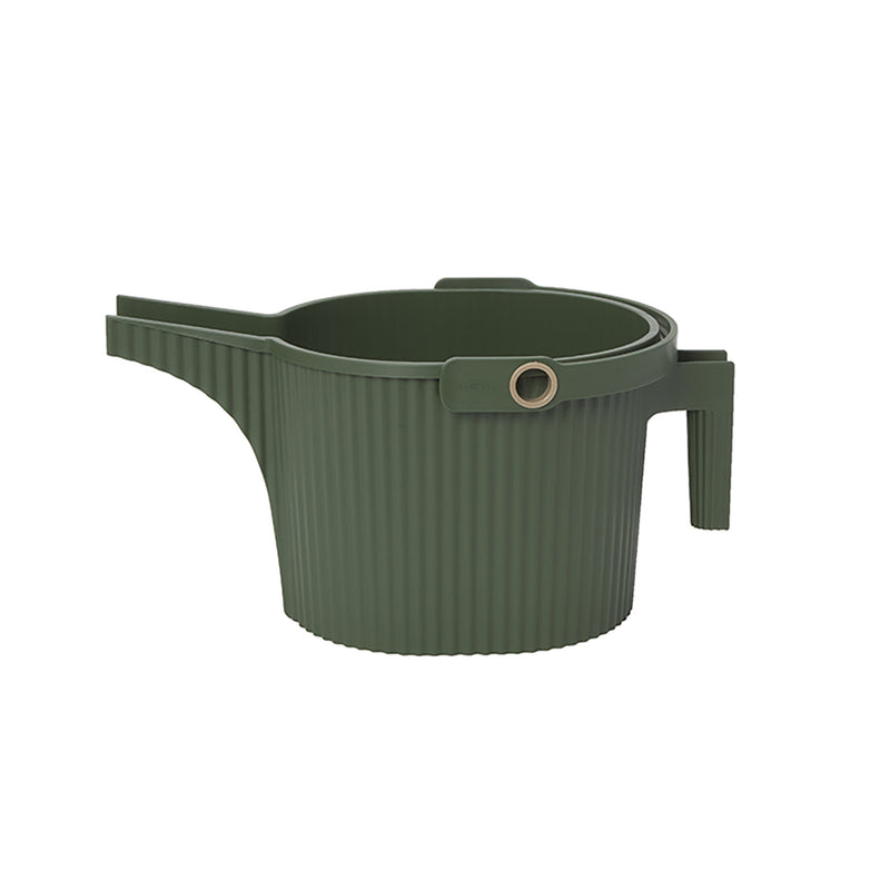 Hachiman Beetle set 2-Piece Garden Green: Dark-green container with handle and strap, designed for hanging plants, combining function with design for indoor or outdoor use.