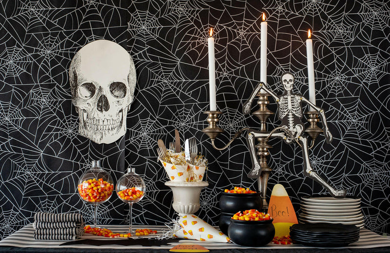 Spiderweb Table Runner from Hester & Cook's Halloween Collection, perfect for adding a spooky touch to your festive table setting.