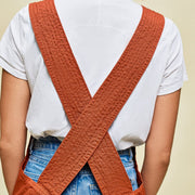 Hedley & Bennett Smock Apron, Harissa Red — fabric and fit detail