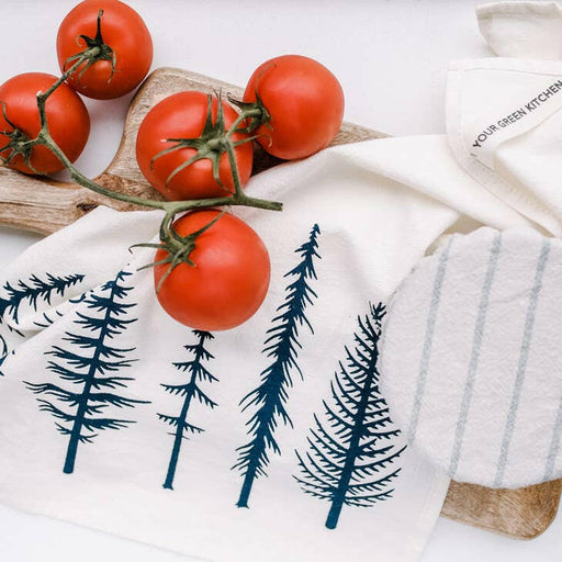 Your Green Kitchen | Holiday Tea Towels - Holiday Houses, featuring 100% organic cotton, hang tag for easy use, perfect for enhancing any kitchen's functionality and charm.
