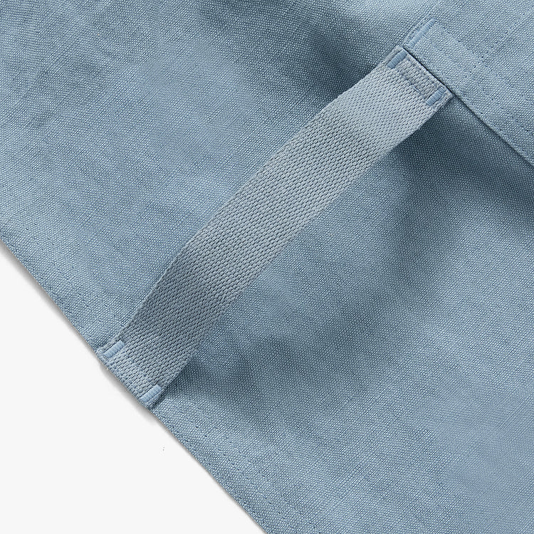 Hedley & Bennett Pinafore Apron, Hudson Blue — fabric and construction detail