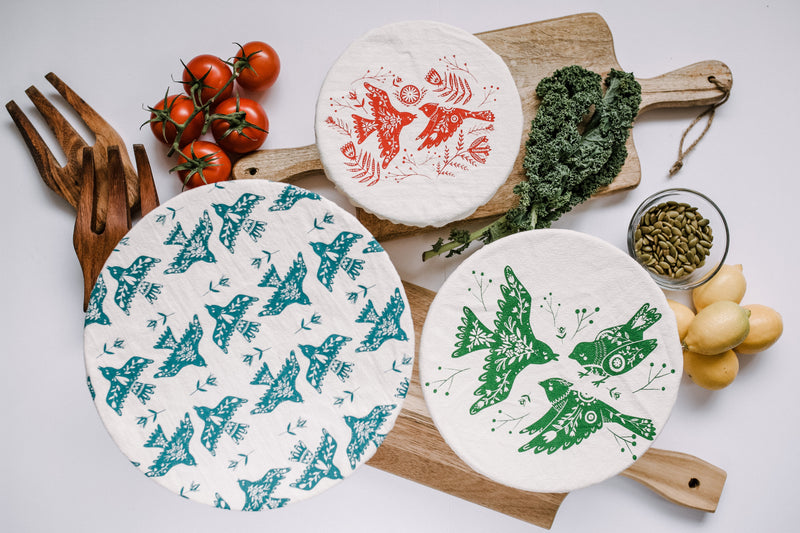 Your Green Kitchen | Folk Bird fabric bowl covers |
