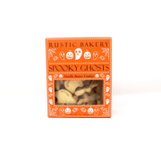 Rustic Bakery Spooky Ghosts Halloween Cookies in a box, featuring limited edition vanilla butter cookies, ideal for festive gifting from Athens Cooks.