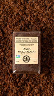 India Tree | Sugars - Dark Muscovado, showcasing premium quality and rich, molasses flavor, perfect for baking and cooking, highlighted in a close-up of its elegant packaging.