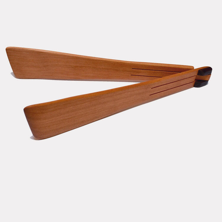 Jonathan's Spoons | Inside-Out® Tongs - Mini - 9, crafted from cherry wood, designed for versatile kitchen use and easy storage, ideal for serving and handling dishes.