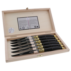 The French Farm | Black Handled Steak Knives in Clasp Box