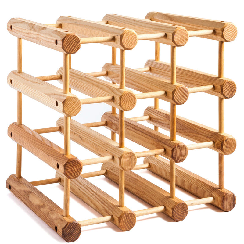 J.K. Adams | Wine Racks, 12 Bottle, featuring a modular wooden design with interlocking slats and dowels, holds up to 12 horizontally stored wine bottles.