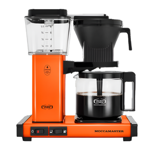 Moccamaster | KBGV Select Coffee Brewers - Terracotta, featuring a carafe switch for half/full brews, adjustable temperature, and an automatic brew basket.