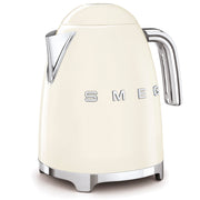 Smeg | Kettle - Cream: Retro-style electric kettle with polished chrome accents, 1.7L capacity, swivel base, and soft-opening lid; blends classic design with modern convenience.