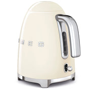 Smeg | Kettle - Cream: Retro-style electric kettle with chrome accents, 1.7L capacity, soft-opening lid, and 360° swivel base, perfect for stylish kitchens.