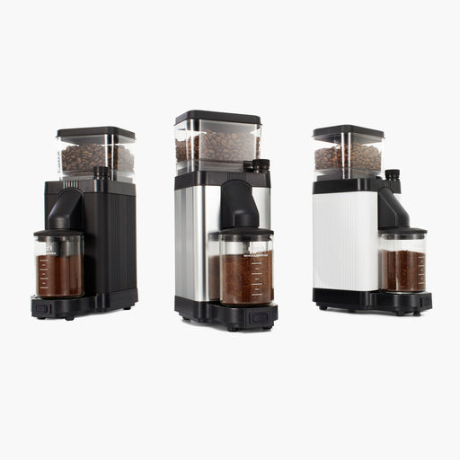 Moccamaster KM5 Burr Grinder with direct-drive motor and adjustable steel burrs for precise coffee grinding, featured in Athens Cooks' curated kitchen appliance collection.
