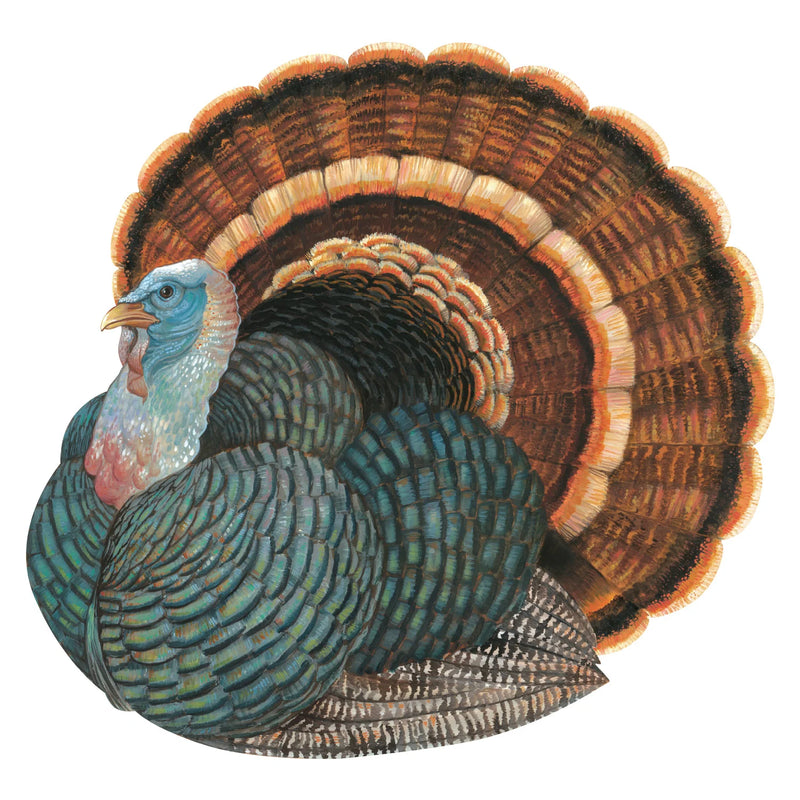 Hester & Cook | Heritage Turkey Collection - Cocktail Napkin featuring a turkey with spread tail feathers, perfect for enhancing festive table settings.