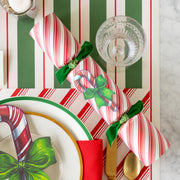 Hester & Cook | Christmas Crackers - Candy Cane feature festive honeycomb balls, confetti, gold crowns, and conversation cards, perfect for holiday celebrations.