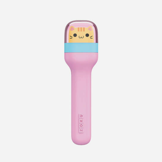 Zoku | Kids Pocket Utensils - Kitty set features a cat-themed travel case with stainless steel spoon, fork, and knife, perfect for kids' lunches.