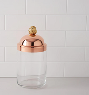 Ruffoni Kitchen Jars - Medium; glass jar with a gold top, ideal for storing grains, featuring an elegant design with Italian charm, enhancing countertop aesthetics.