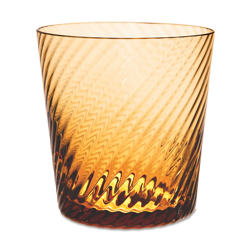 Match | Lando Double Old Fashioned Glass, Twist: An amber-tinted glass with a subtle spiral texture, perfect for enhancing your barware collection.