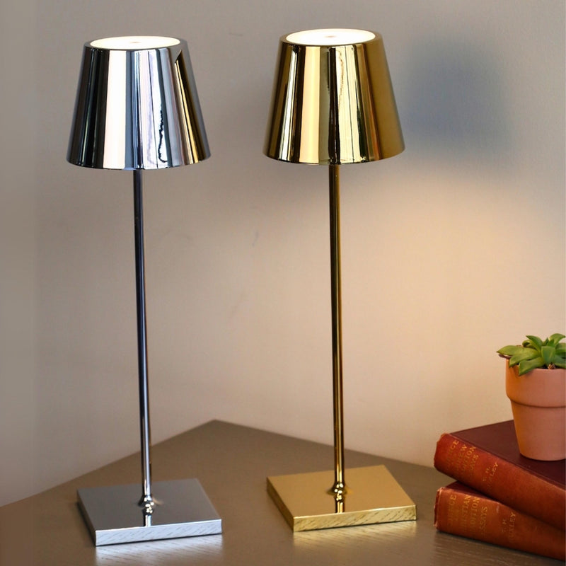 Zafferano America | Poldina Pro Cordless Lamp, Glossy Chrome