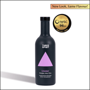 Three Spirit Botanical Social Elixirs, Livener: Matte black bottle with vibrant label, showcasing an energizing spirit alternative, IWSC gold seal, and New Look, Same Flavour! banner.