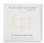 Plate & Pattern Lemon Chiffon Original Flat Plate Liners, featuring a yellow plaid design on compostable paper, perfect for enhancing table settings with durability and style.