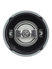 Close-up of the Peugeot Line Pepper Mill's E27/E26 light-bulb socket, highlighting the inner contact disc and retaining bracket for detailed craftsmanship.