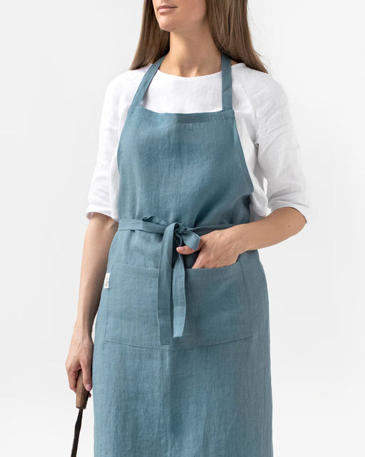 MagicLinen | Linen Bib Aprons - Forest Green, showcasing durable and elegant design with unisex fit, perfect for cooking or gardening enthusiasts at Athens Cooks.
