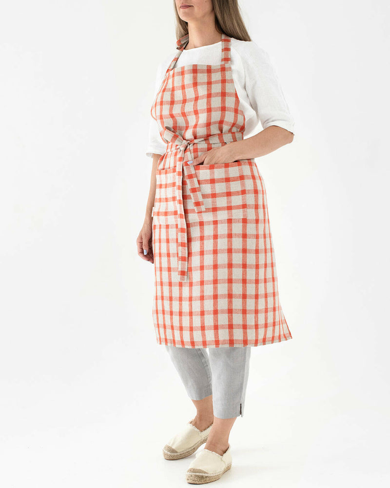 MagicLinen | Linen Bib Aprons - Forest Green, showcasing a durable linen apron ideal for kitchen and garden use, designed for comfort and protection against spills.