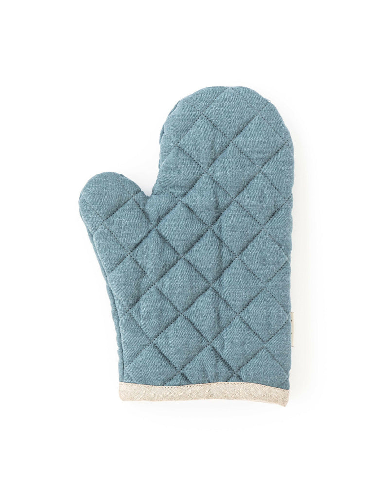 MagicLinen Linen Oven Mitts - Chocolate Brown with quilted exterior and heat-insulating padding, designed for safe, stylish cooking and baking in your kitchen.