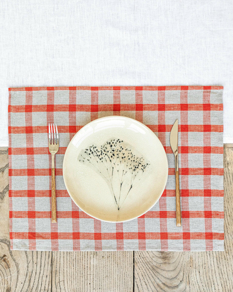 MagicLinen | Linen Placemats - Red Gingham, offering elegance and functionality for dining, ideal for protecting tables or enhancing decor with versatile style.