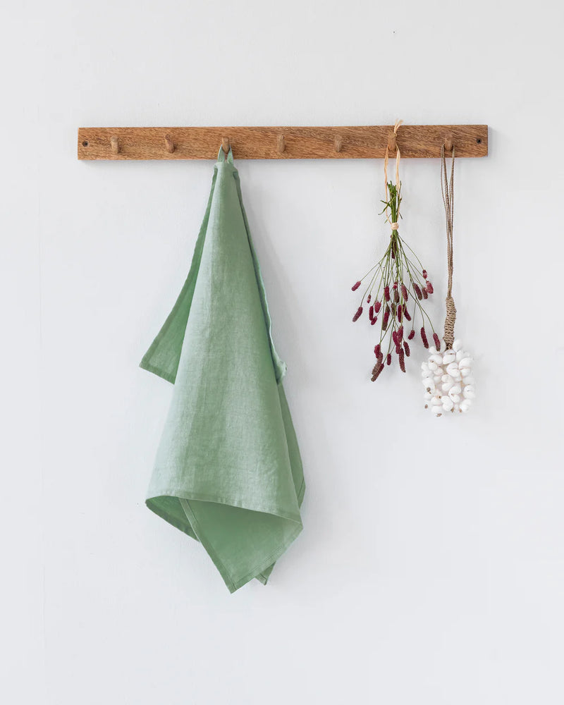 MagicLinen | Linen Tea Towels - Forest Green, versatile and absorbent, perfect for drying dishes or enhancing kitchen decor with a practical hanging loop.