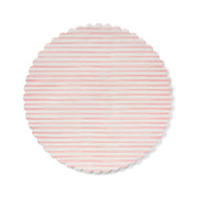 Pink Me Up Original Flate Plate Liners featuring a pink and white striped design, ideal for enhancing table settings, available at Athens Cooks kitchen store.