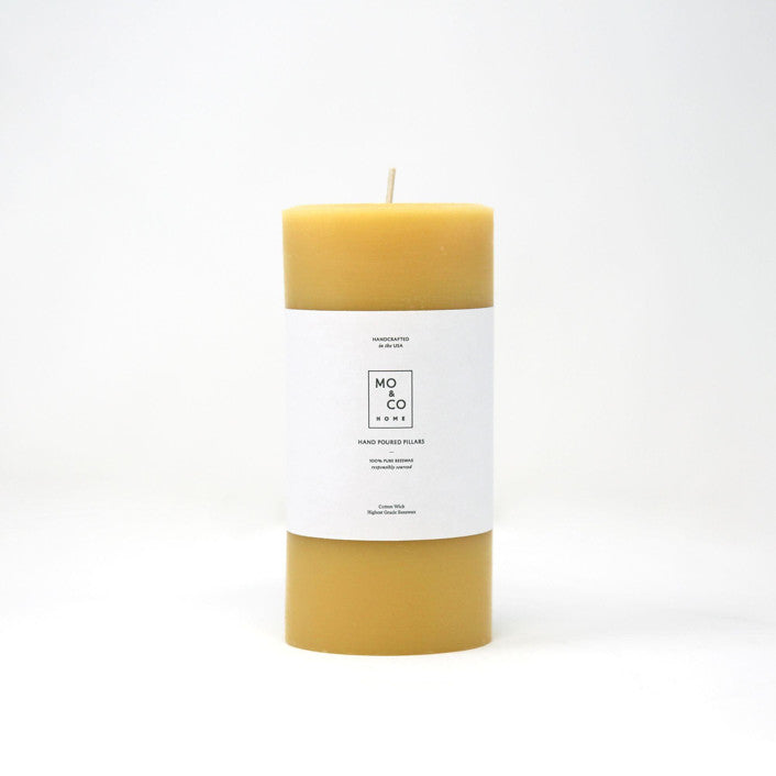 Mo&Co Home | Beeswax Pillar Candles | Natural Gold : 3x6 Inch