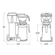 Moccamaster | KBGT Coffee Brewer with polished silver finish, featuring a thermal carafe and automatic drip-stop for efficient brewing, ideal for full carafes.