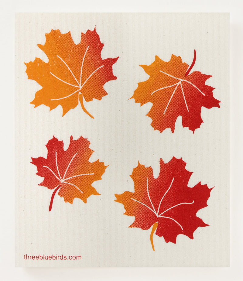 Three Bluebirds Swedish Dishcloths | Maple Leaves Swedish Dishcloth