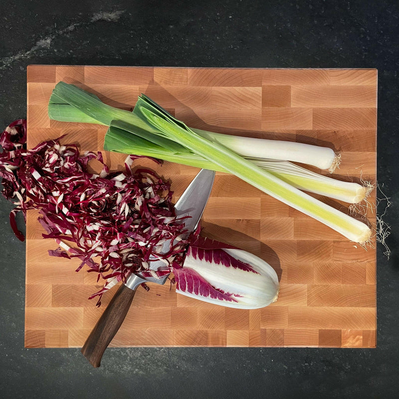 J.K. Adams Professional End Grain Board in Walnut, 20x16, showcasing a durable, knife-friendly surface ideal for professional and home kitchens.