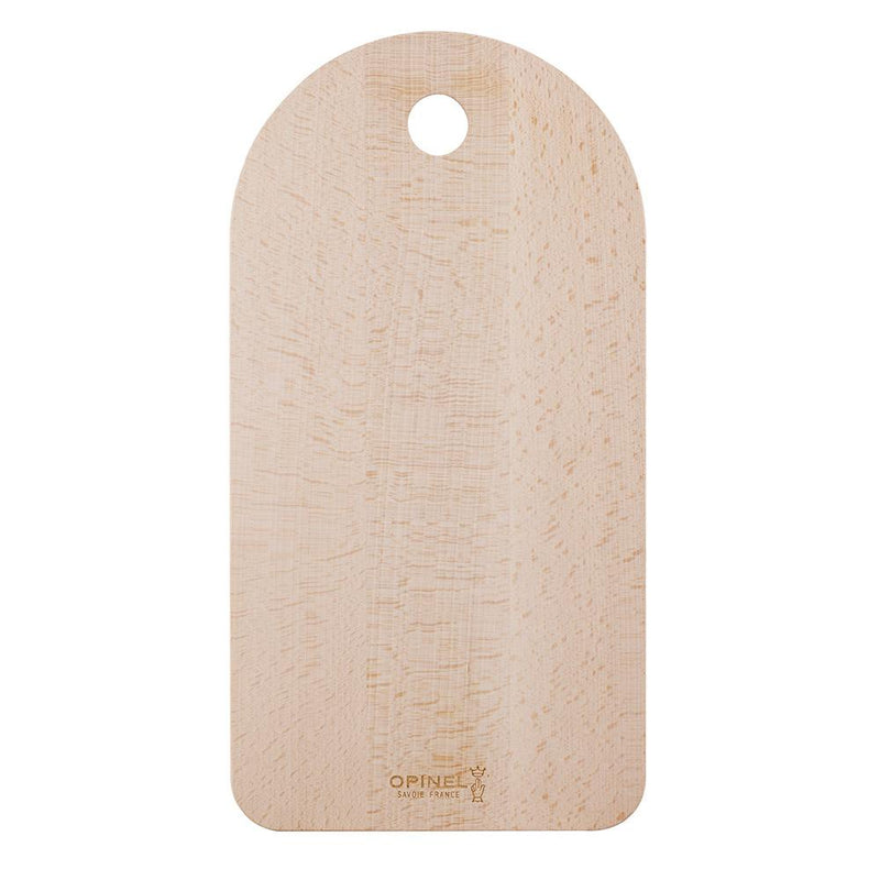 Opinel | Medium Beech Wood Cutting Board with a hole, designed for versatile kitchen use, ideal for food prep and serving, crafted in collaboration with Swiss designers.