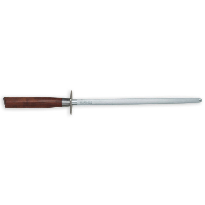 Messermeister Royale Elite 10 Honing Steel with wooden handle, designed for maintaining knife sharpness, ideal for professional chefs and home cooks.