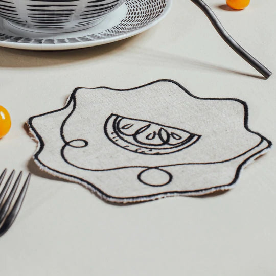 Misette | Line Drawing Embroidered Linen Napkins, Set of 4