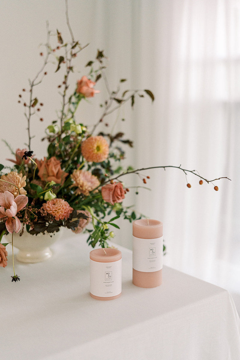 Mo&Co Home | Beeswax Pillar Candles | Rose Pink: 3x4 Inch