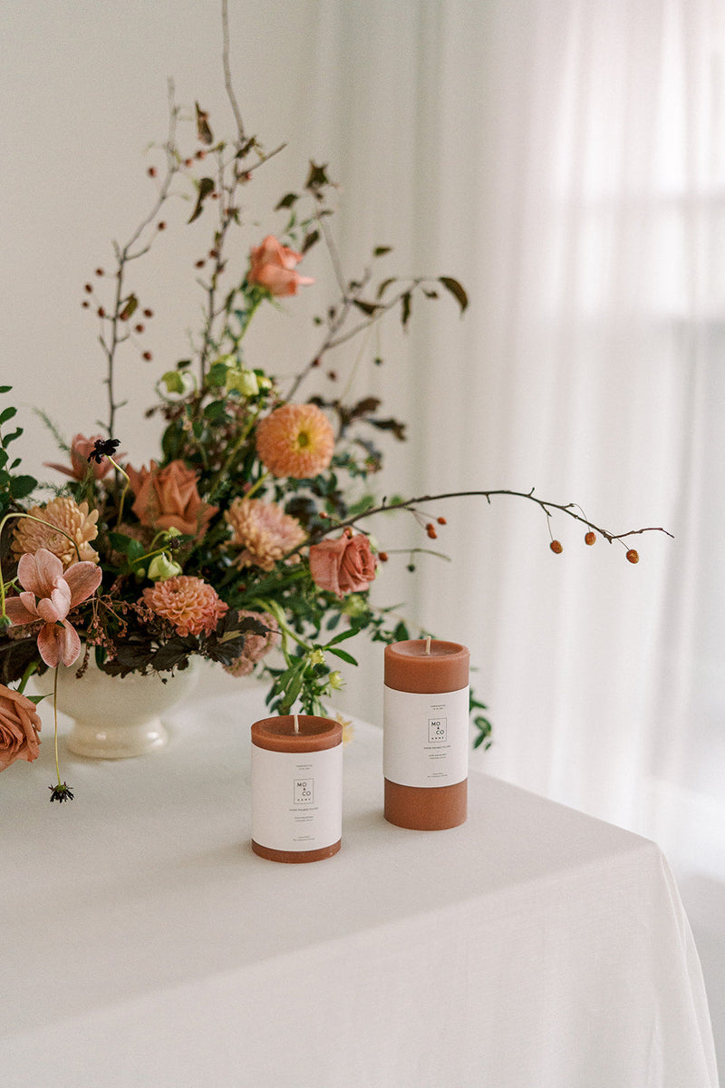 Mo&Co Home | Beeswax Pillar Candles | Terra Cotta: 3x6 Inch