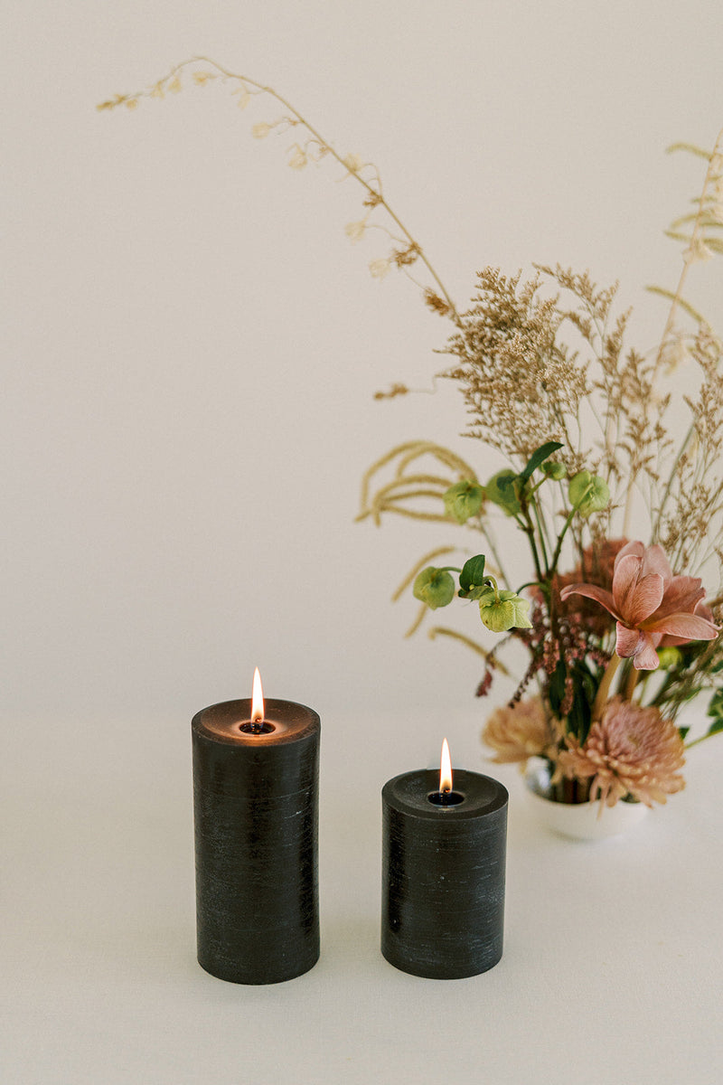 Mo&Co Home | 100% Beeswax Pillar Candles All Natural, Handmade: Charcoal - Large